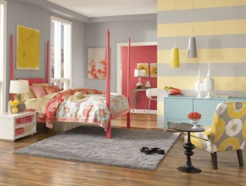 chambre coucher feminine couleurs pastel