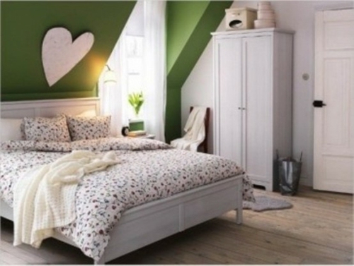 chambre coucher feminine murs vert
