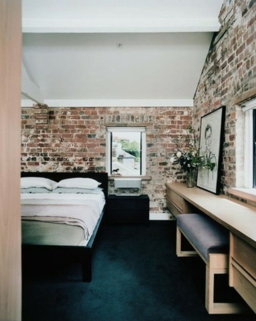 chambre coucher moderne briques differentes teintes
