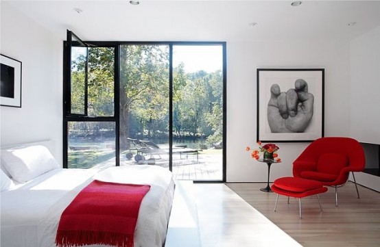 chambre coucher moderne nuances couleur rouge