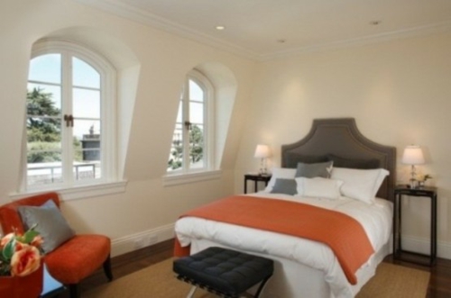 chambre coucher orange couleur blanche dominante