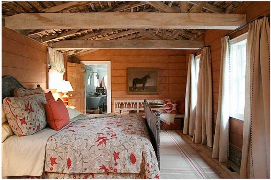 chambre coucher style grange elements rustiques