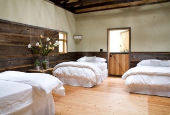 chambre coucher style grange sol bois