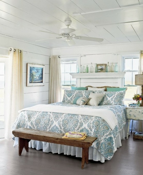chambre coucher style marin banc bois