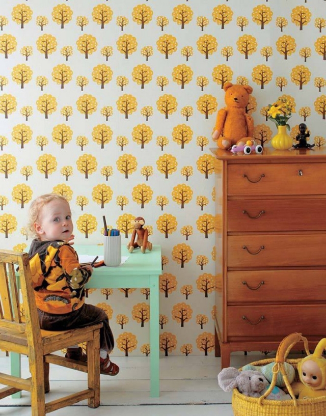 chambre-enfant-papier-peint-années-70-Dotty