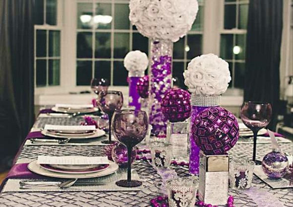 deco table blanc violet