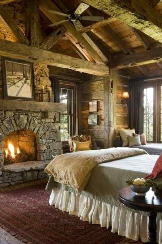 decoration style chalet chambre adultre