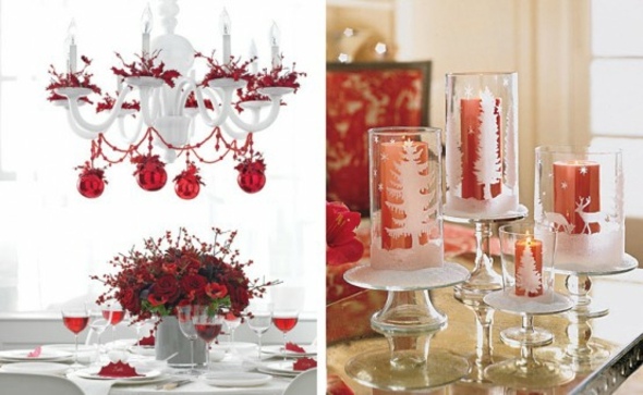 décorations de table rouge blanc