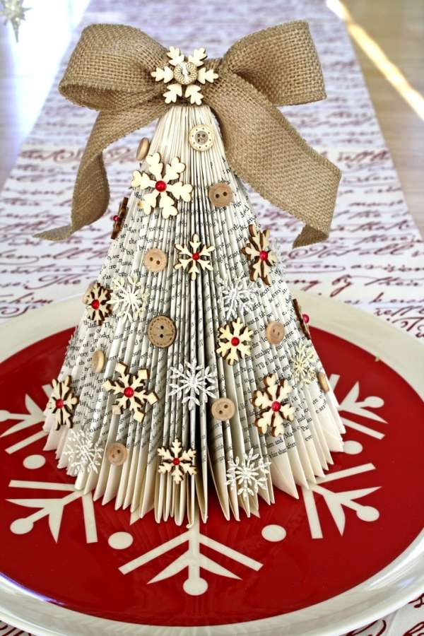 déco-maison-Noël-sapin-papier-décoratif-ruban-or déco maison pour Noël