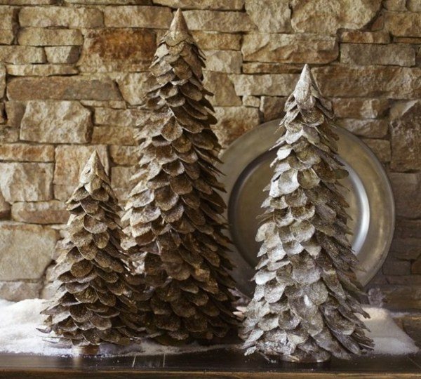 déco-maison-Noël-sapins-Noel-DIY-originaux-manteau-cheminée déco maison pour Noël
