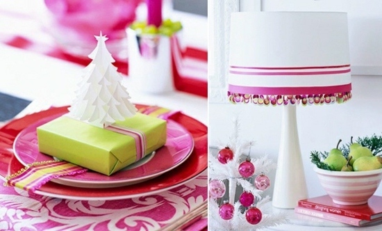 décoration de Noël DIY-table-manger-assiettes-lampe-poser