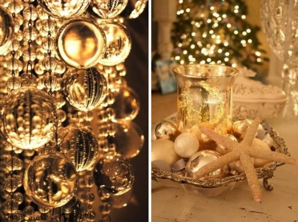 décoration-de-Noël-couleur-or-boules-décoratives-table