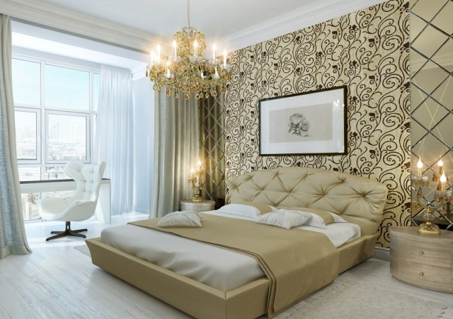décoration-murale-idée-originale-chambre-coucher-motif-floral