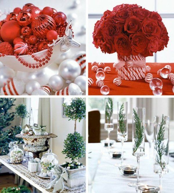 décoration-table-Noël-arrangements-rouges-boules-Noel-plantes-vertes