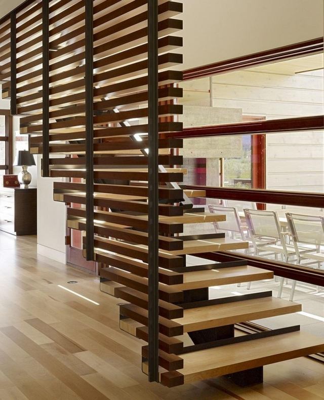 escalier de design moderne bois-limon-central