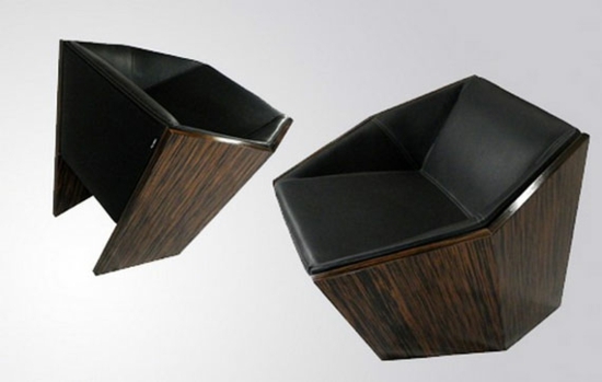 fauteuils bois cuir Marek Konieczny