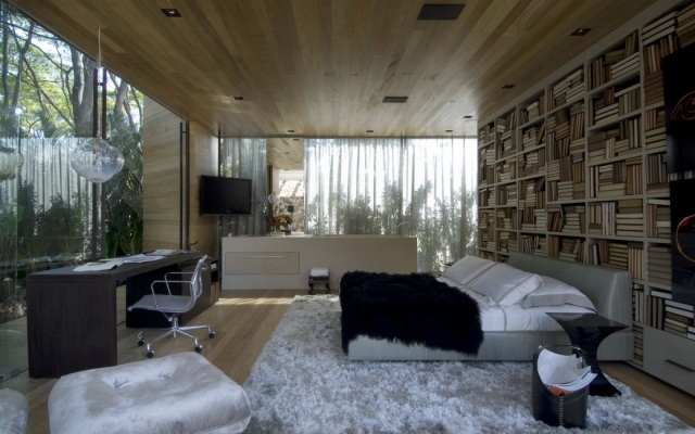 faux-plafond-chambre-coucher-rustique-tapis-blanc faux plafond