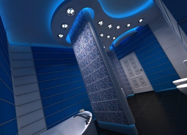idée déco salle de bains beau-luminaire-bleu