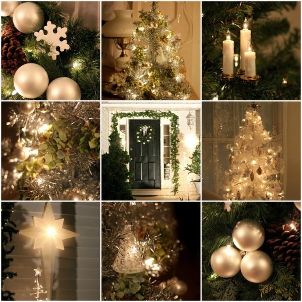 idées-déco-Noël-étoiles-flocons-neige-boules-bougies-blanc-couleur-argent idées déco Noël