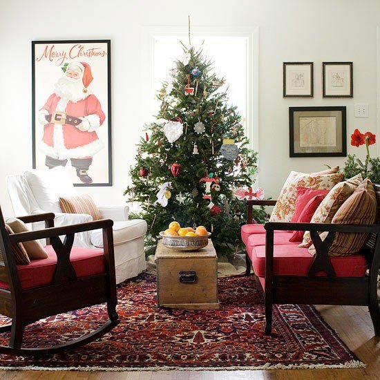 idées-décoration-Noël-salle-séjour-ornements-papier-sapin-Noel idées décoration de Noël