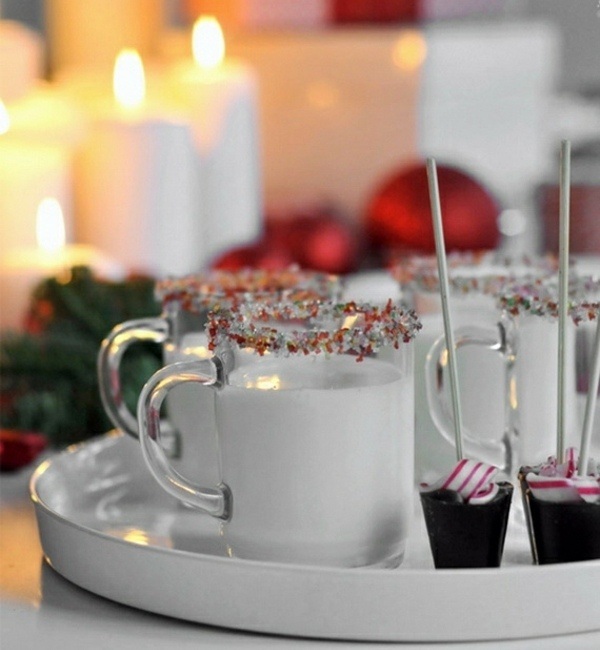 idées-table-Noël-décoration-verres-décorés-sucre-coloré idées table de Noël
