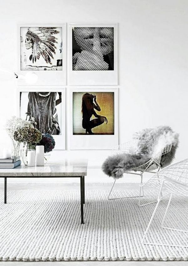 Intérieur moderne et tapis blanc salon artistique décoré