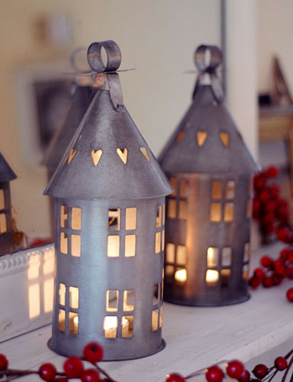 Magnifiques lanternes bougies dispersent la lumière métal petites maisons 