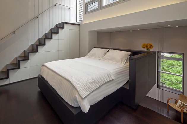 loft design La chambre à coucher au deuxième niveau lit 