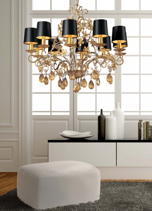 lustre-design-masiero-élégant-noir-couleur-or-cristals-décoratifs lustre design
