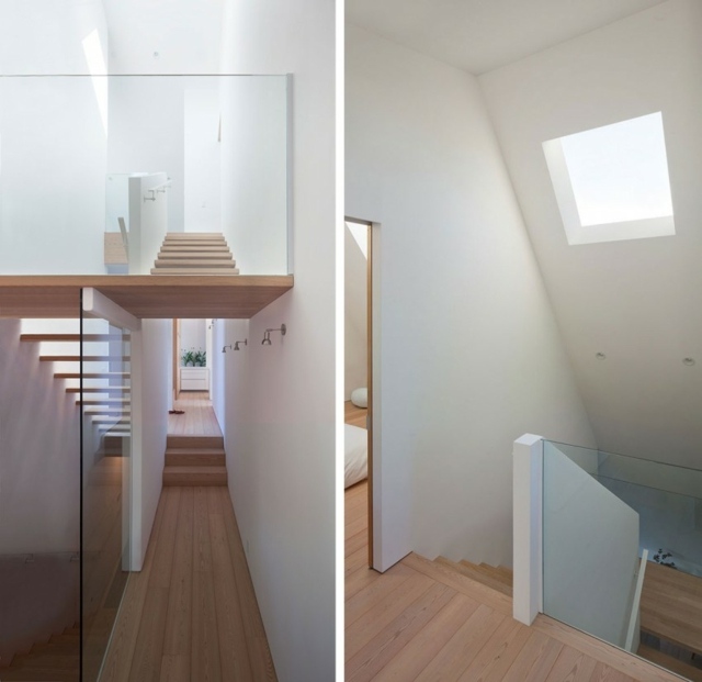 Le beau escalier de la maison blanche bois planches