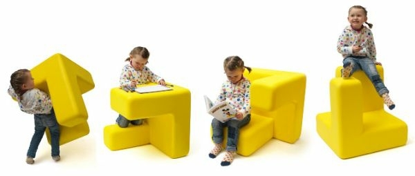 mobilier enfant blocs polyvalents jaune vif