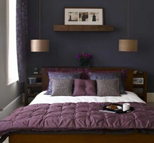 mur accents violet chambre coucher