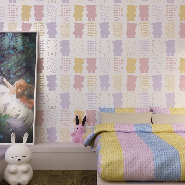 papier-peint-chambre-enfant-oursons-pastel