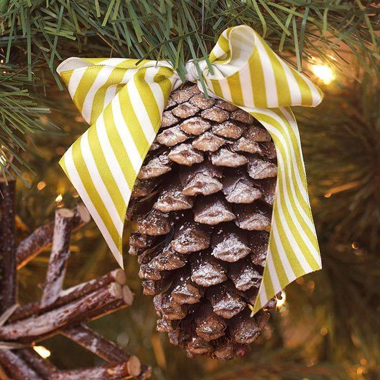 pomme pin ruban décoration boules Noël