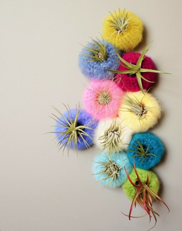 pots de fleurs originaux en pelote de laine Lemon Cucullu