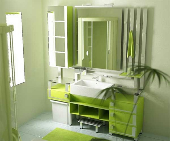 salle bain design moderne vert