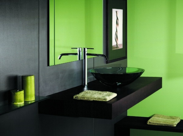 salle bain design vert noir