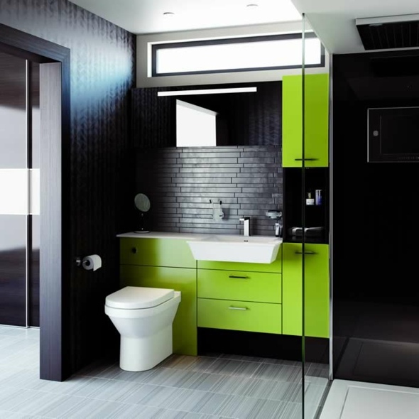 salle bain interessante noir vert
