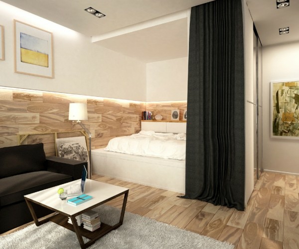 salon moderne chambre petit appartement