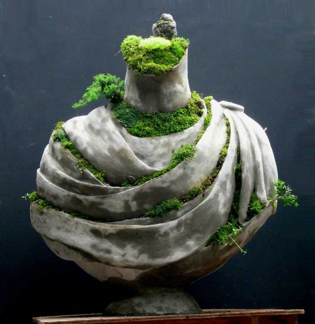statue jardin bust homme drape