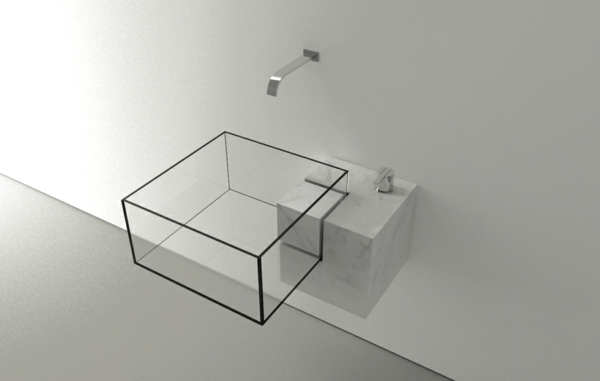 superbe lavabo cube en verre support marbre victor vasilev