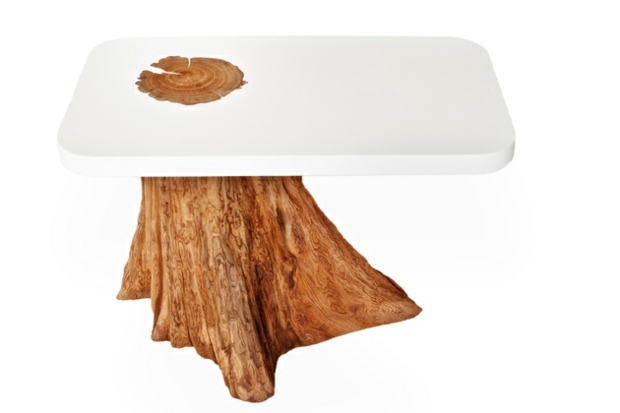 superbe table design recycle tronc d'arbre