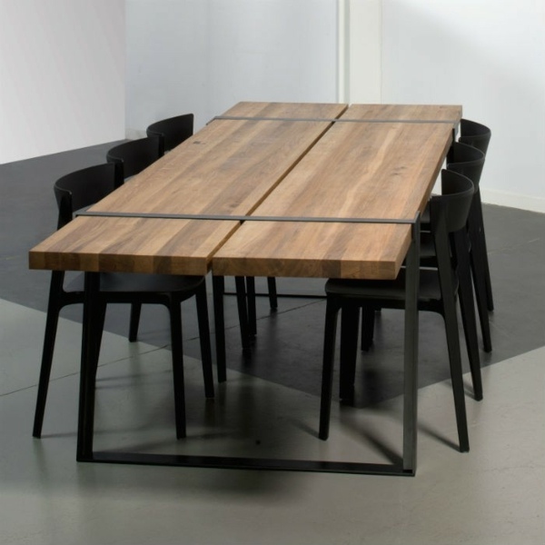 table a manger moderne acier et bois
