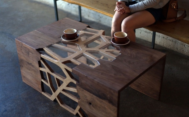table basse deux styles bois design creatif