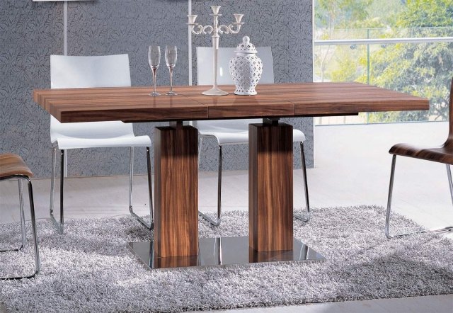 table de salle à manger bois double base