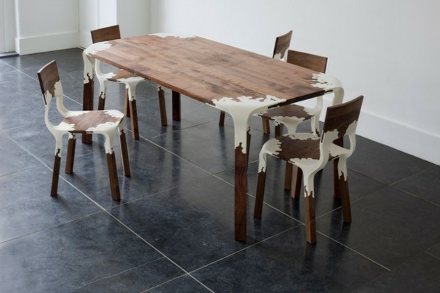table à manger combine bois et plastique effet original
