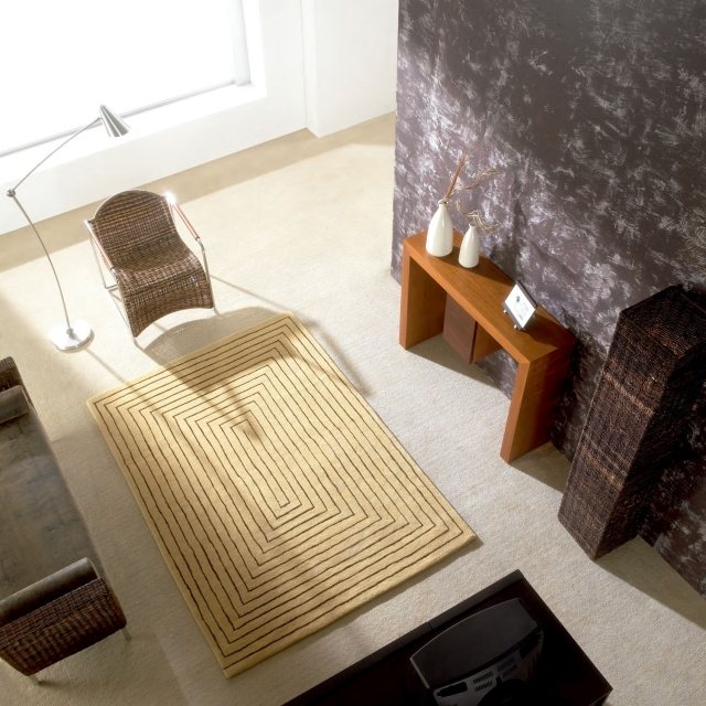 tapis-laine-moderne-élégant-beige-salon-industriel tapis laine