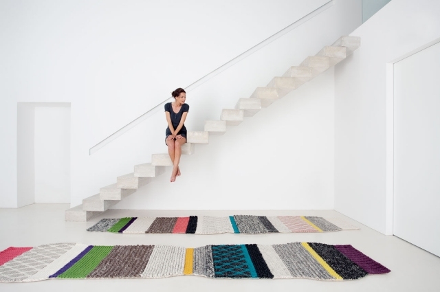 tapis-laine-rayures-multicolores-intérieur-blanc tapis laine