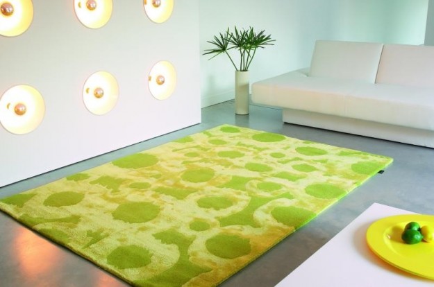tapis moderne vert salon contemporain