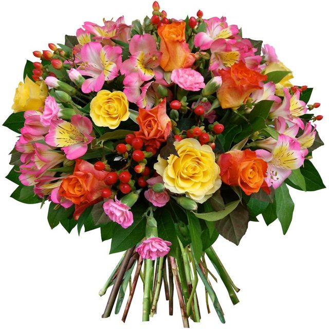 vue bouquet rond fleurs couleurs differentes